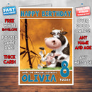 Personalised Cute Cow Style Inspired Cartoon Birthday Card (SA)