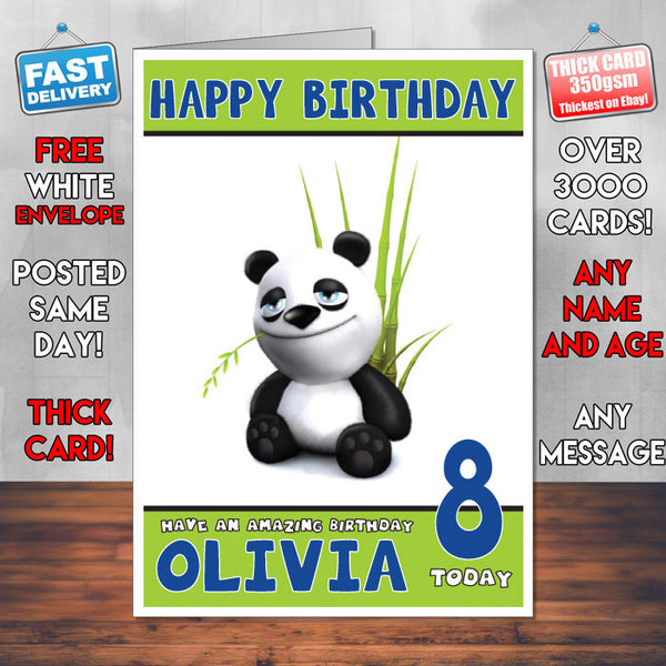 Personalised Cute Panda Style Inspired Cartoon Birthday Card (SA)