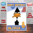 Personalised Daffy Duck Style Inspired Cartoon Birthday Card (SA)