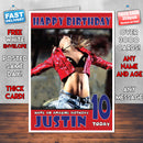 Personalised Dancer Red Leather Jacket Celebrity Inspired Style Birthday Card (SA)