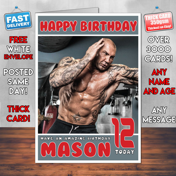 Personalised Dave Bautista WWE Inspired Style Birthday Card (SA)