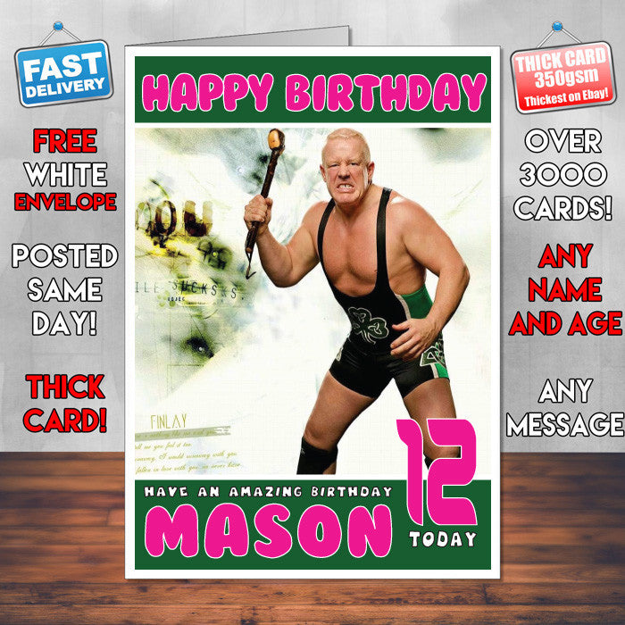 Personalised Dave Finlay WWE Inspired Style Birthday Card (SA)