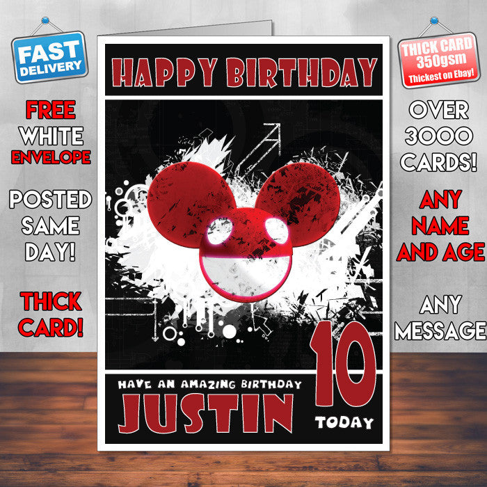 Personalised Deadmau5 1 INSPIRED THEME Music Birthday Card (SA)