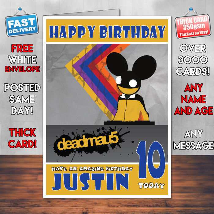 Personalised Deadmau5 2 INSPIRED THEME Music Birthday Card (SA)