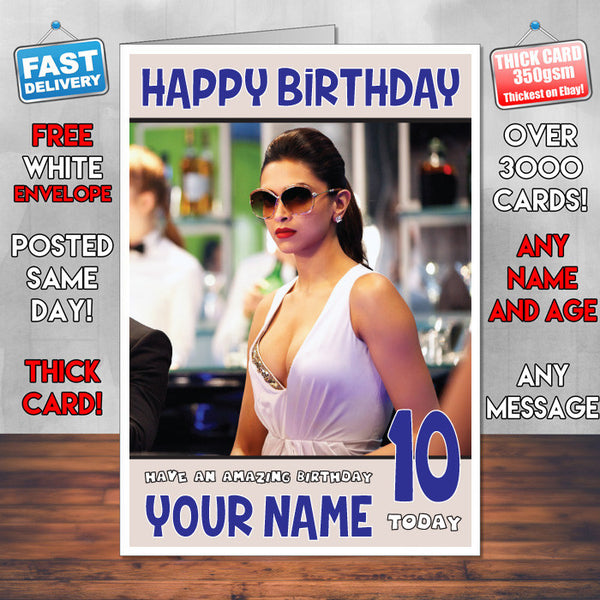 Personalised Deepika Padukone 11 Inspired Theme Celebrity Birthday Card
