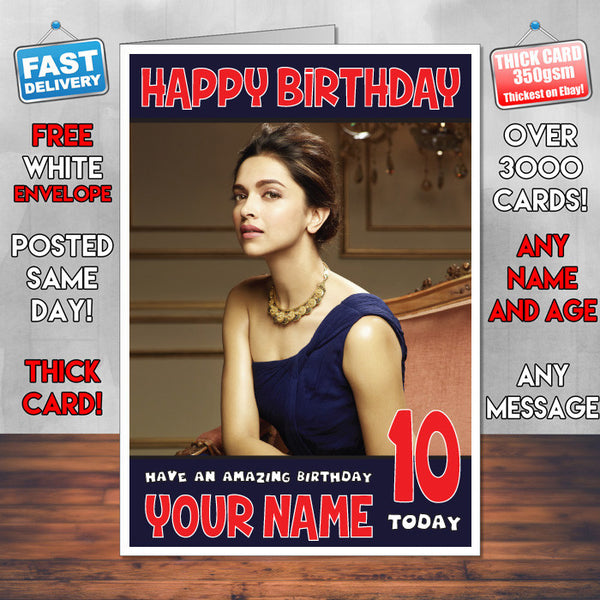 Personalised Deepika Padukone 7 Inspired Theme Celebrity Birthday Card