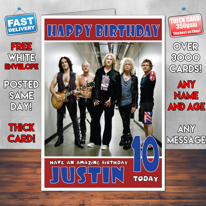 Personalised Def Leppard 1 Inspired Theme Music Birthday Card