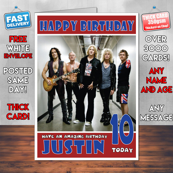 Personalised Def Leppard 1 INSPIRED THEME Music Birthday Card (SA)