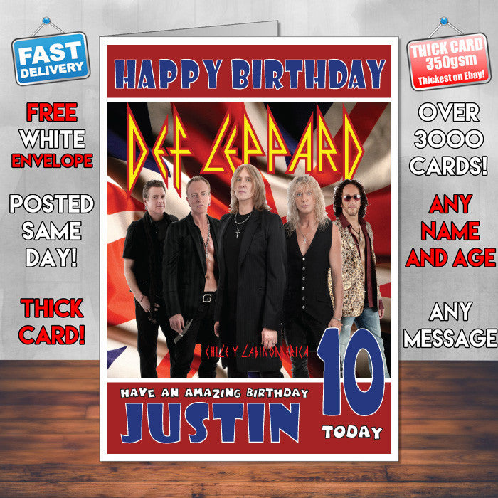 Personalised Def Leppard 2 INSPIRED THEME Music Birthday Card (SA)