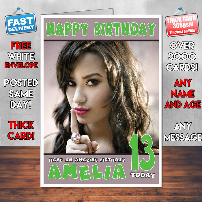 Personalised Demi Lovato 2 Celebrity Inspired Style Birthday Card (SA)