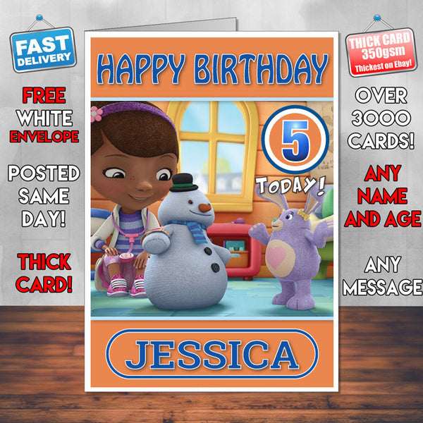 Personalised Doc Mcstuffins 10 Style Theme Personalised Kidshows Birthday Card (SA)