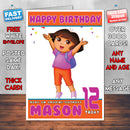 Personalised Dora The Explorer Style Inspired Cartoon Birthday Card (SA)