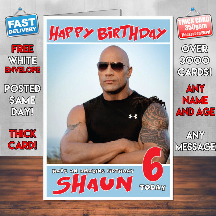 Personalised Dwayne Johnson WWE Inspired Style Birthday Card (SA)