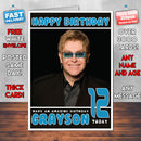 Personalised Elton John Celebrity Inspired Style Birthday Card (SA)