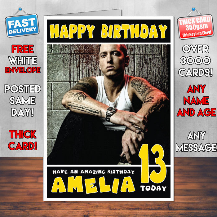 Personalised Eminem 1 Celebrity Inspired Style Birthday Card (SA)