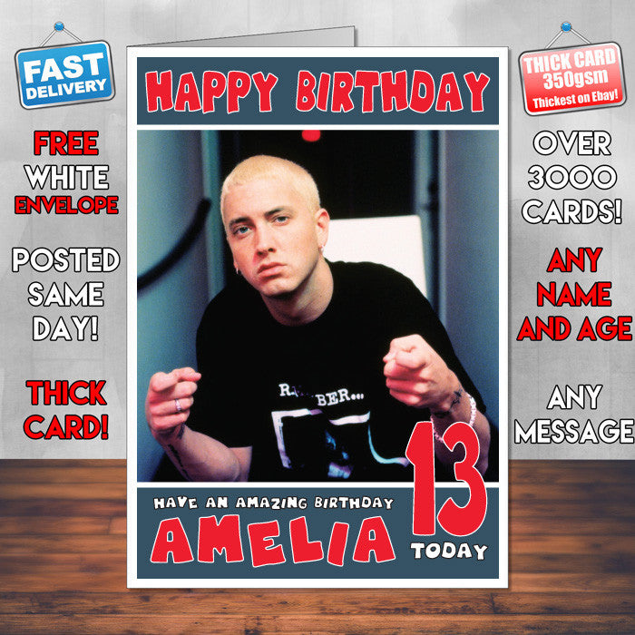 Personalised Eminem 2 Celebrity Inspired Style Birthday Card (SA)