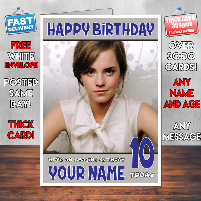 Personalised Emma Watson 7 INSPIRED THEME Celebrity Birthday Card (SA)