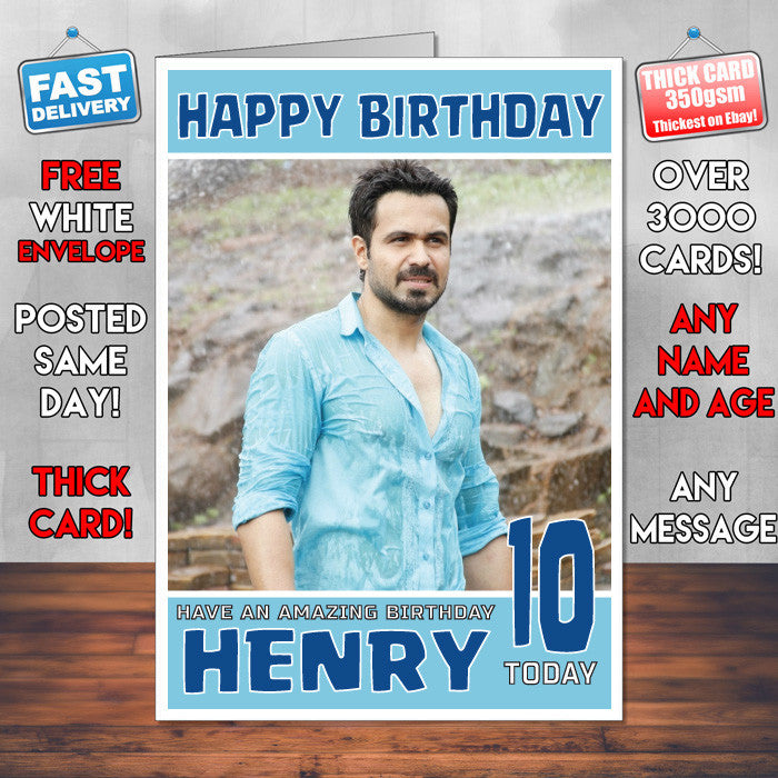 Personalised Emraan Hashmi 2 Bollywood Inspired Style Birthday Card (SA)