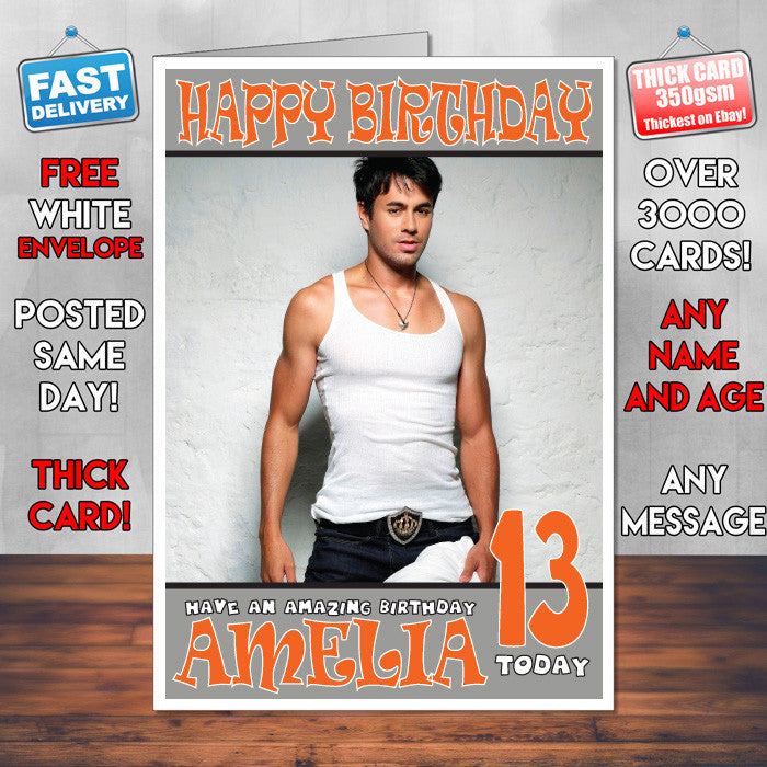 Personalised Enrique Iglesias 1 Celebrity Inspired Style Birthday Card (SA)
