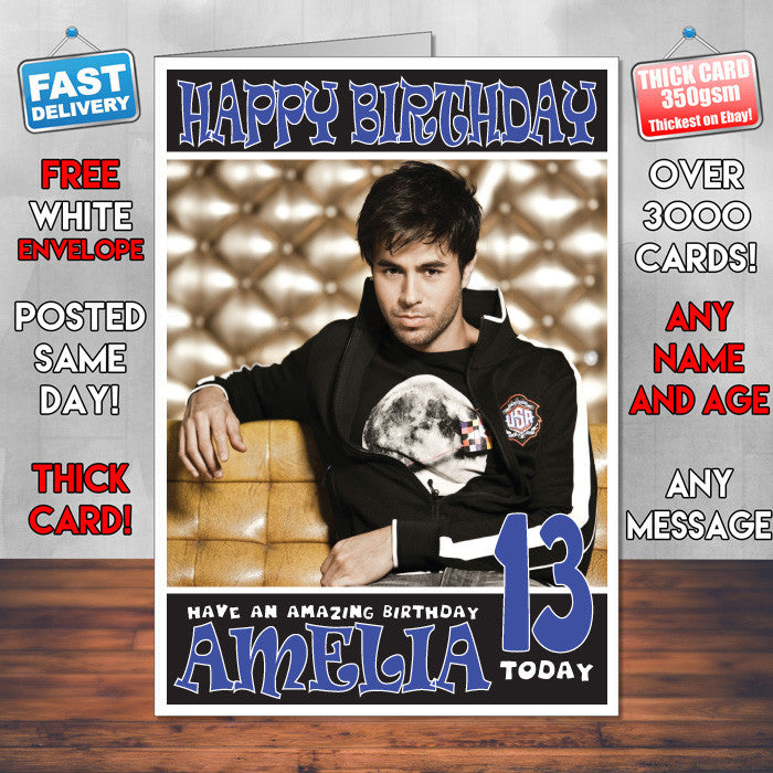 Personalised Enrique Iglesias 2 Celebrity Inspired Style Birthday Card (SA)