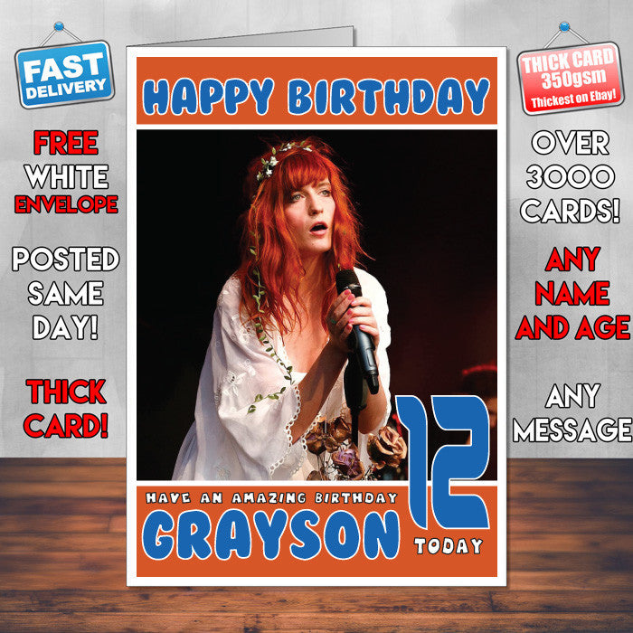 Personalised Florence And The Machine 1 Celebrity Inspired Style Birthday Card (SA)