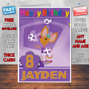Personalised Footy Pups 3 Style Theme Personalised Kidshows Birthday Card (SA)