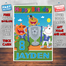 Personalised Footy Pups 6 Style Theme Personalised Kidshows Birthday Card (SA)