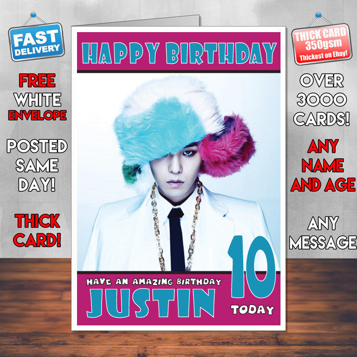 Personalised G Dragon Bigbang 1 Celebrity Inspired Style Birthday Card (SA)