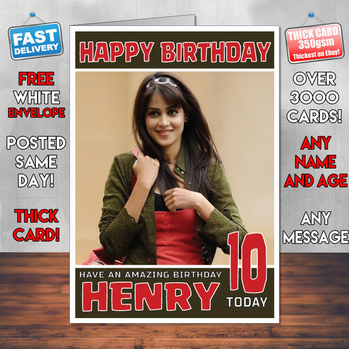 Personalised Genelia Dsouza Bollywood Inspired Style Birthday Card (SA)