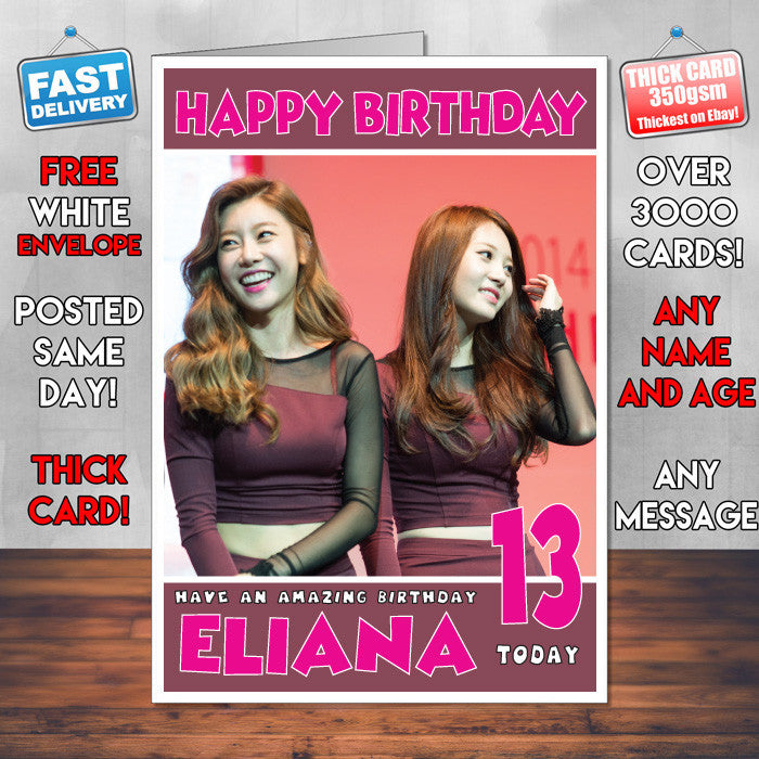 Personalised Girl's Day 2 Celebrity Inspired Style Birthday Card (SA)