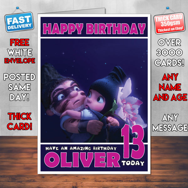 Personalised Gnomeo Juliet 1 Style Inspired Cartoon Birthday Card (SA)
