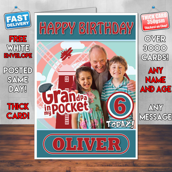Personalised Grandpa In My Pocket 2 Style Theme Personalised Kidshows Birthday Card (SA)