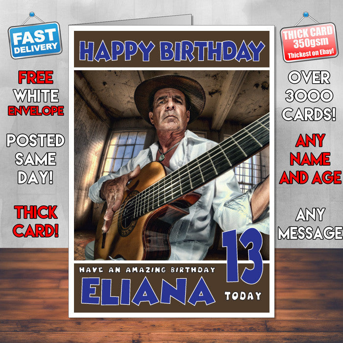 Personalised Guitar Male Celebrity Inspired Style Birthday Card (SA)
