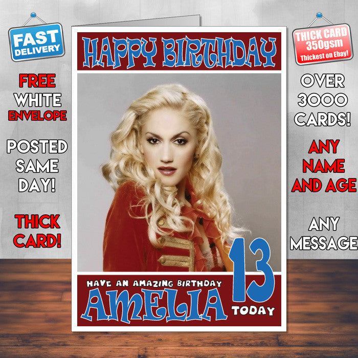 Personalised Gwen Stefani 1 Celebrity Inspired Style Birthday Card (SA)