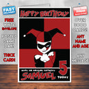Personalised Harley Quinn Style Inspired Cartoon Birthday Card (SA)