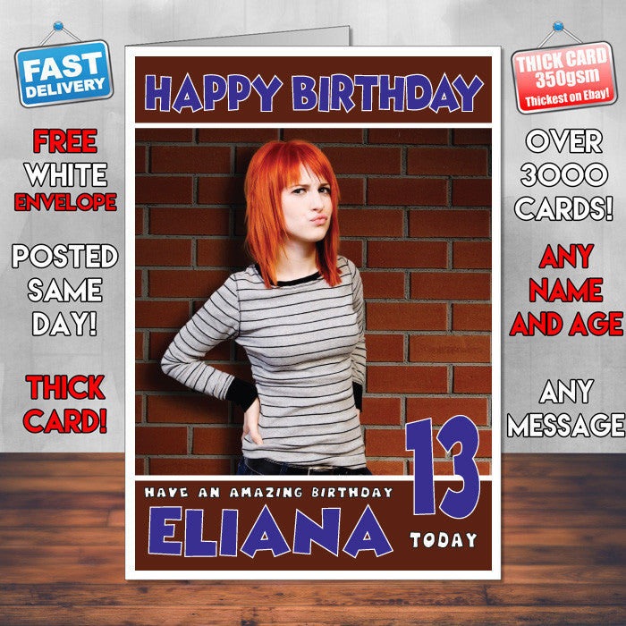 Personalised Hayley Williams 2 Celebrity Inspired Style Birthday Card (SA)