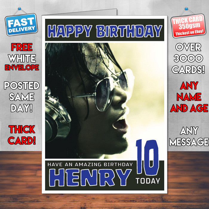 Personalised Headphones Celebrity Inspired Style Birthday Card (SA)