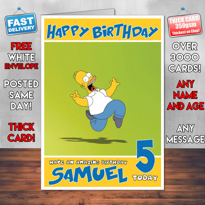 Personalised Homer Crazy Dance Style Inspired Cartoon Birthday Card (SA)