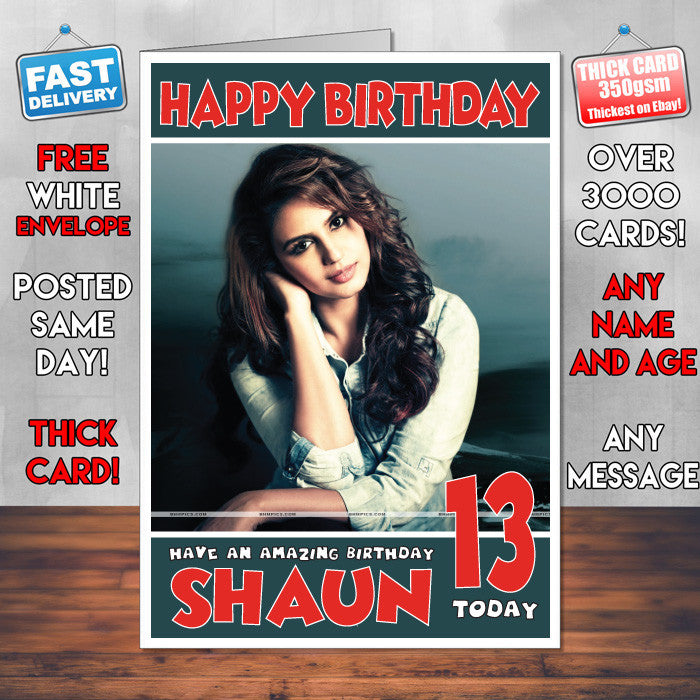 Personalised Huma Qureshi Bollywood Inspired Style Birthday Card (SA)