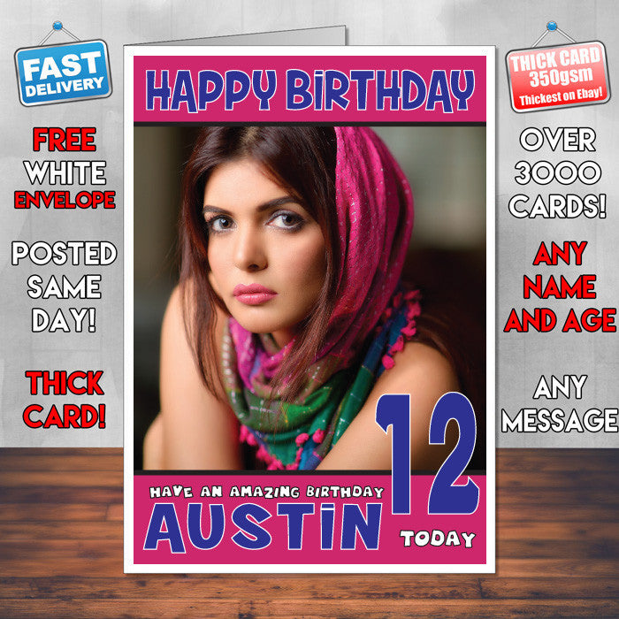 Personalised Ihana Dhillon INSPIRED THEME Celebrity Birthday Card (SA)
