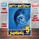 Personalised Inside Out Sadness Style Inspired Cartoon Birthday Card (SA)