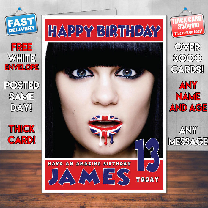 Personalised JESSIE Celebrity Inspired Style Birthday Card (SA)