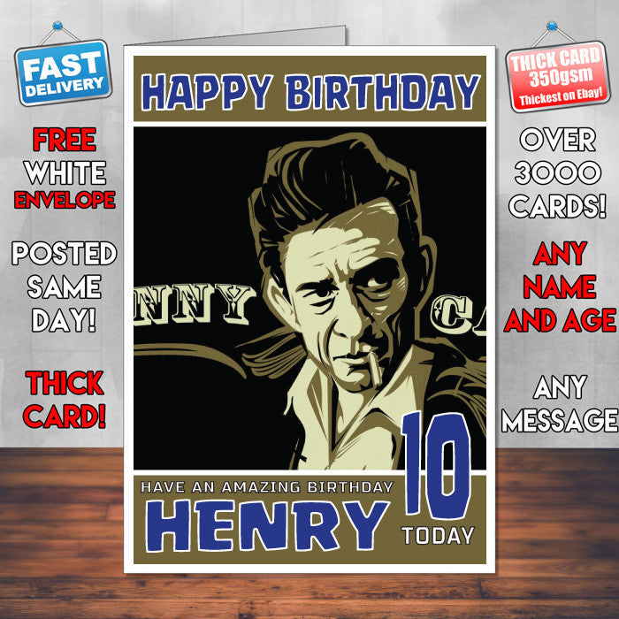 Personalised JOHNNY CASH Celebrity Inspired Style Birthday Card (SA)