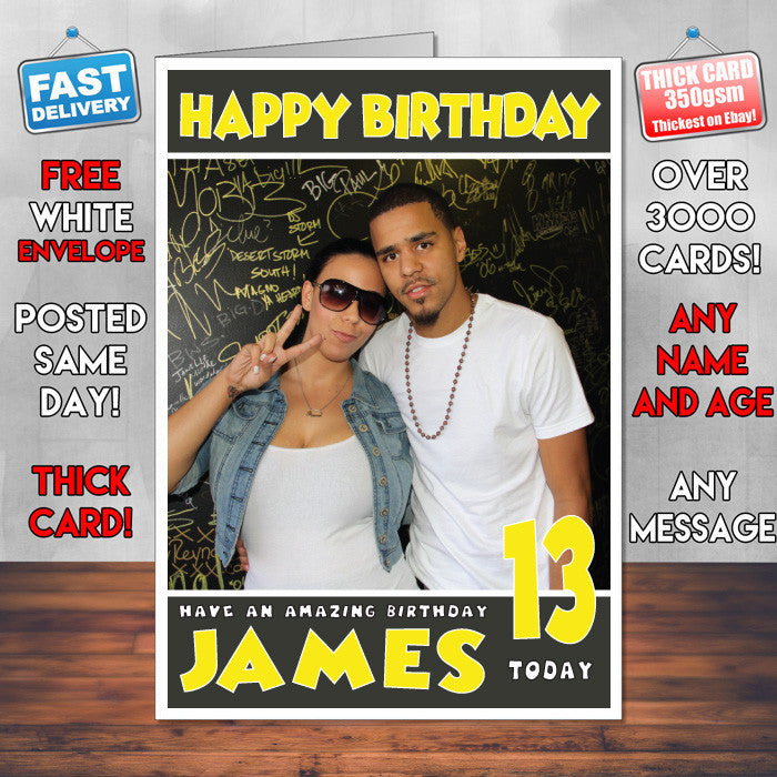 Personalised J Cole 1 Celebrity Inspired Style Birthday Card (SA)