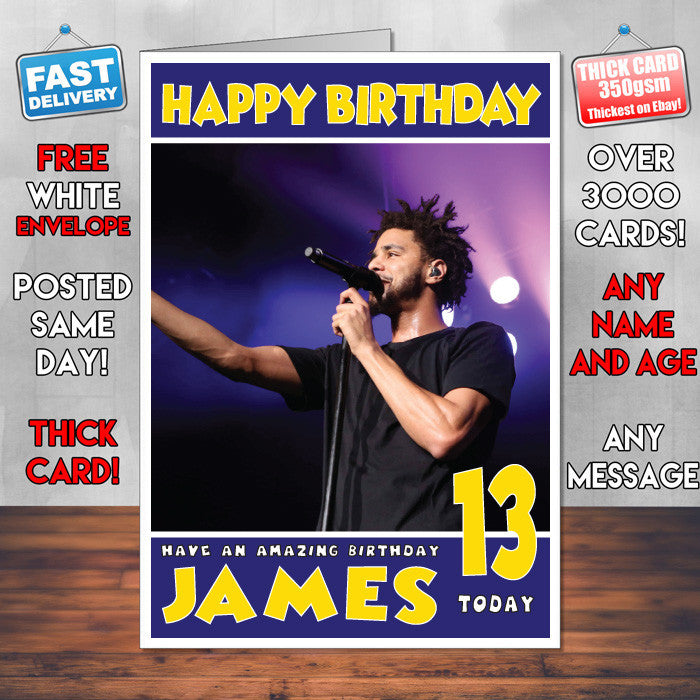 Personalised J Cole 2 Celebrity Inspired Style Birthday Card (SA)