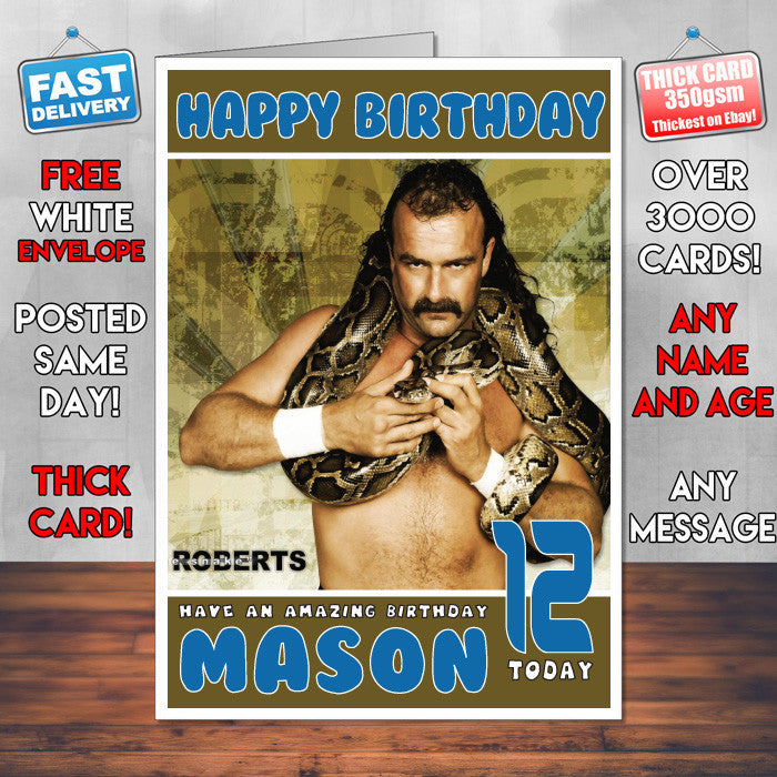 Personalised Jake Roberts WWE Inspired Style Birthday Card (SA)