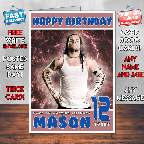 Personalised Jeff Hardy 2 WWE Inspired Style Birthday Card (SA)