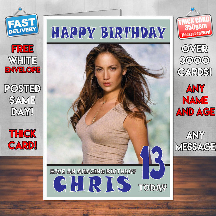 Personalised Jennifer Lopez 5 INSPIRED THEME Celebrity Birthday Card (SA)