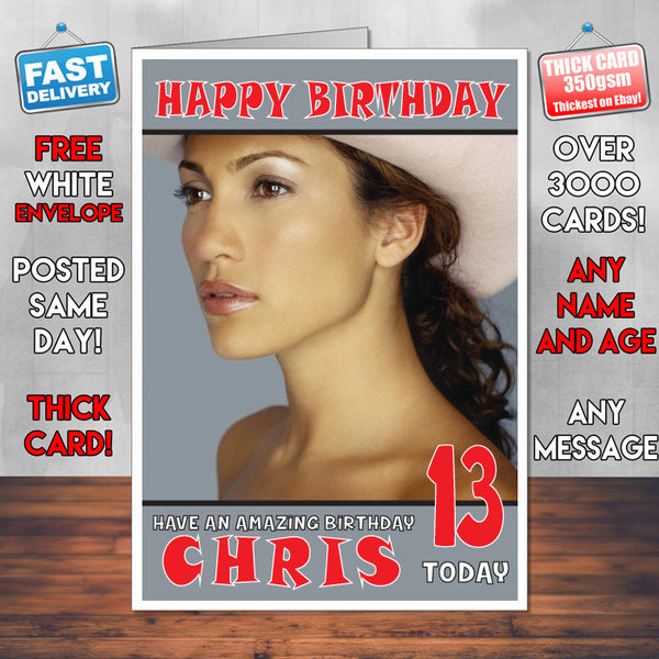 Personalised Jennifer Lopez 7 Inspired Theme Celebrity Birthday Card
