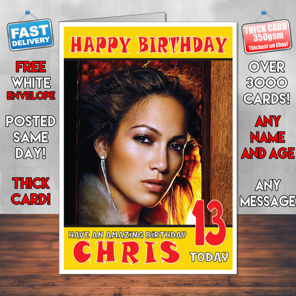 Personalised Jennifer Lopez 9 Inspired Theme Celebrity Birthday Card